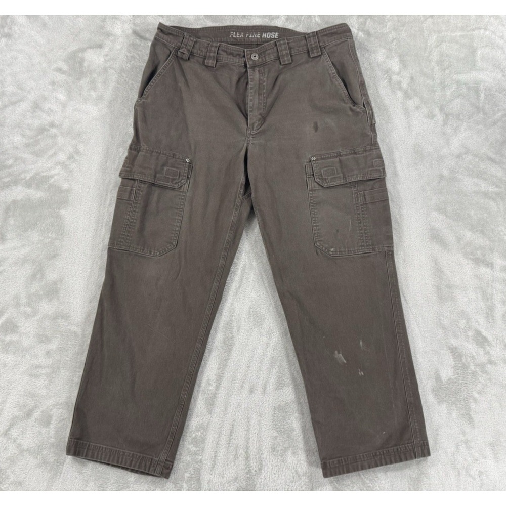 Flex Fire Hose Pants Mens 38x30 Duluth Trading Relaxed Gusset Hammer Loop Chore‎